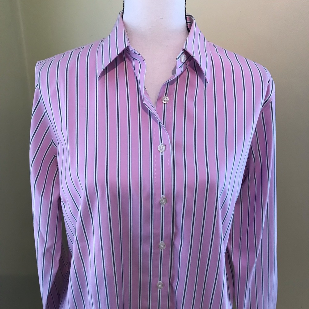 LANDS END No Iron Pinpoint Oxford Blouse